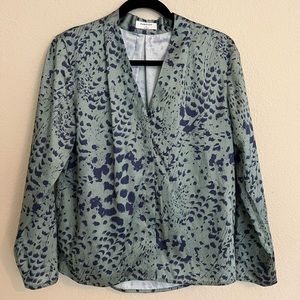 Aritzia Blue and Green Patterned Blouse